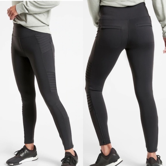 Athleta Delancey moto tights black Small Black - Picture 3 of 15